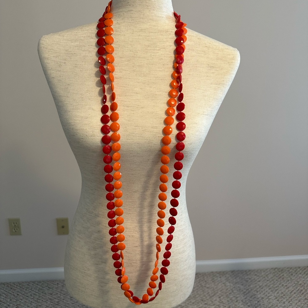Vintage costume necklace orange and red
